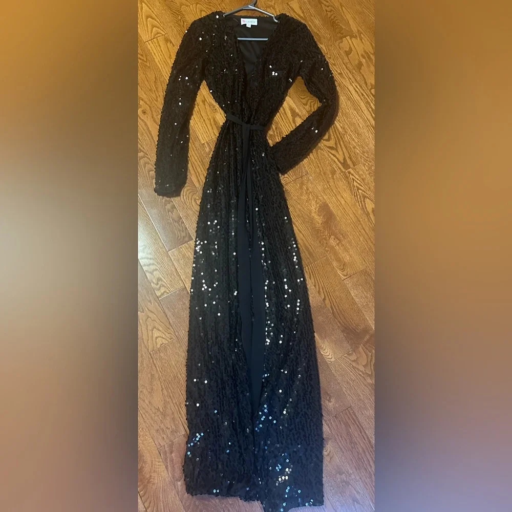 Long sleeve glitter wrap dress - Picture 1 of 2